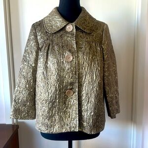 💕Vintage Gold Textured 3 Button Classic Hollywood Style Cocktail Jacket M EUC